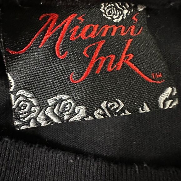 Miami Ink T-Shirt Men’s Large Black Skull Hat Y2K Tattoo Show 2008 Short Sleeve - Picture 5 of 9